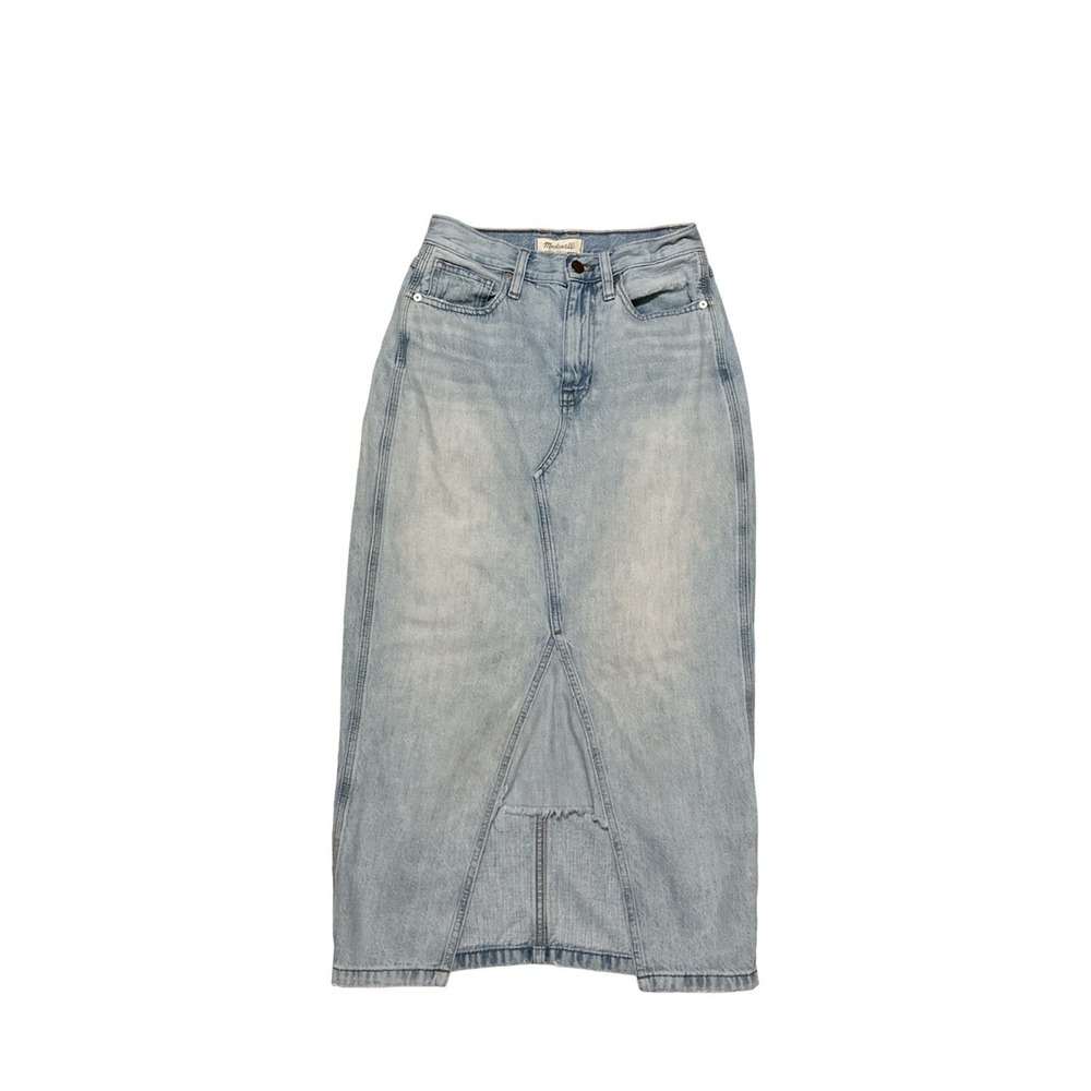 Madewell Women's Light Wash Denim Maxi Skirt Size 24 100% Cotton Style #NA213